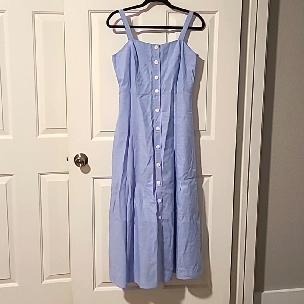 1901 Light Blue Button-Front Midi Dress